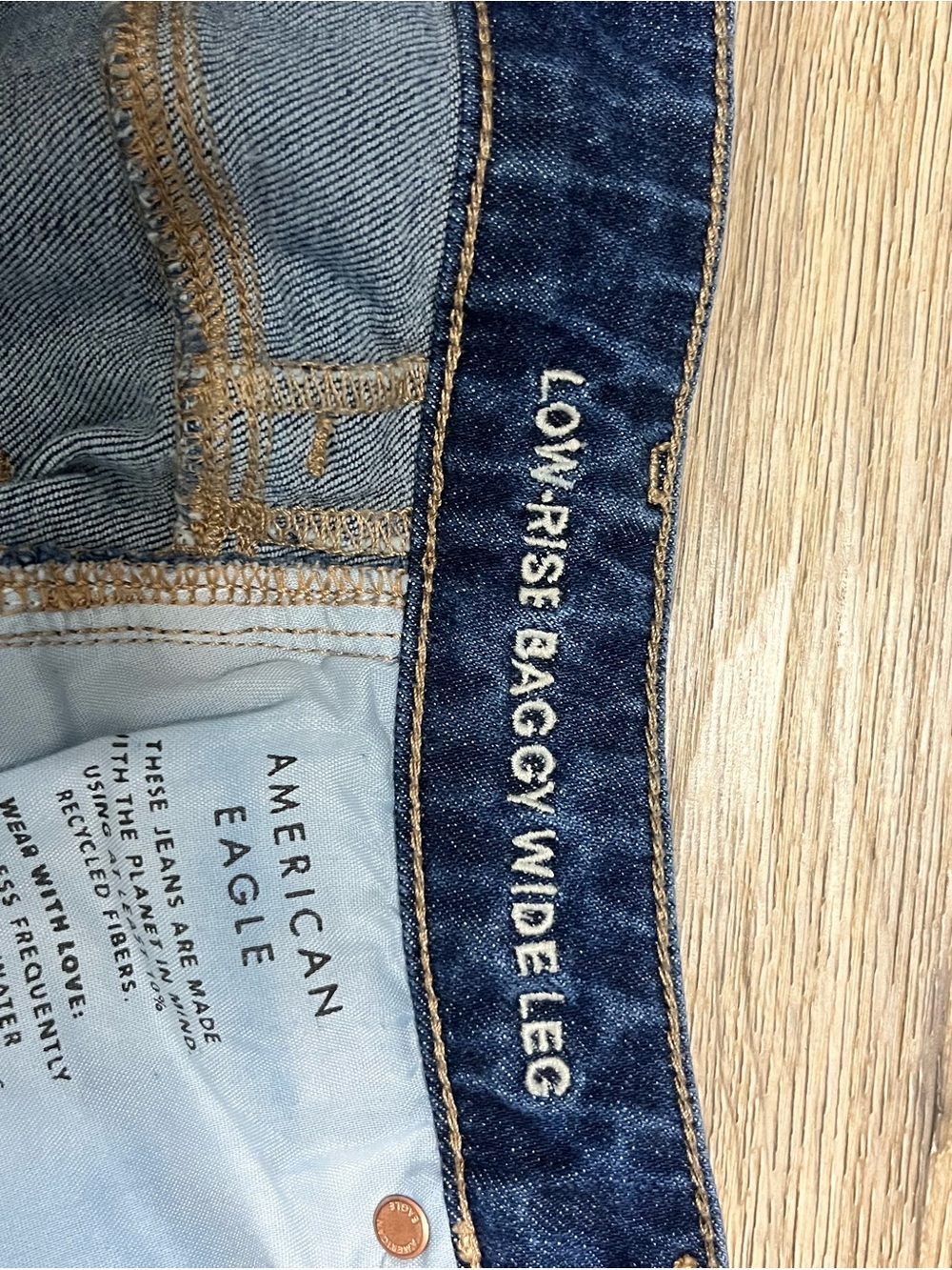 American Eagle Outfitters Wide Leg Jeans in Indigo Blue - Picture 3 of 4